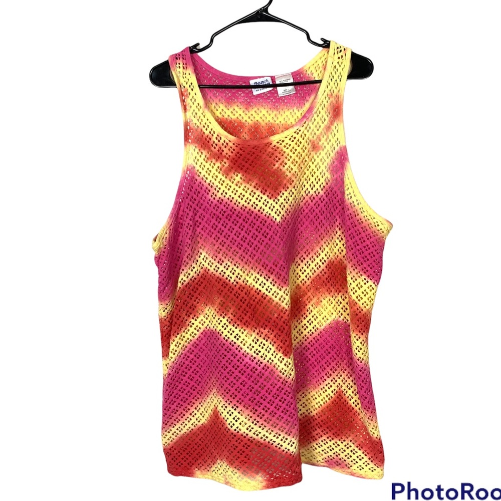 Beach cabana cover-up zig zag tie dye tank top dress size large resort